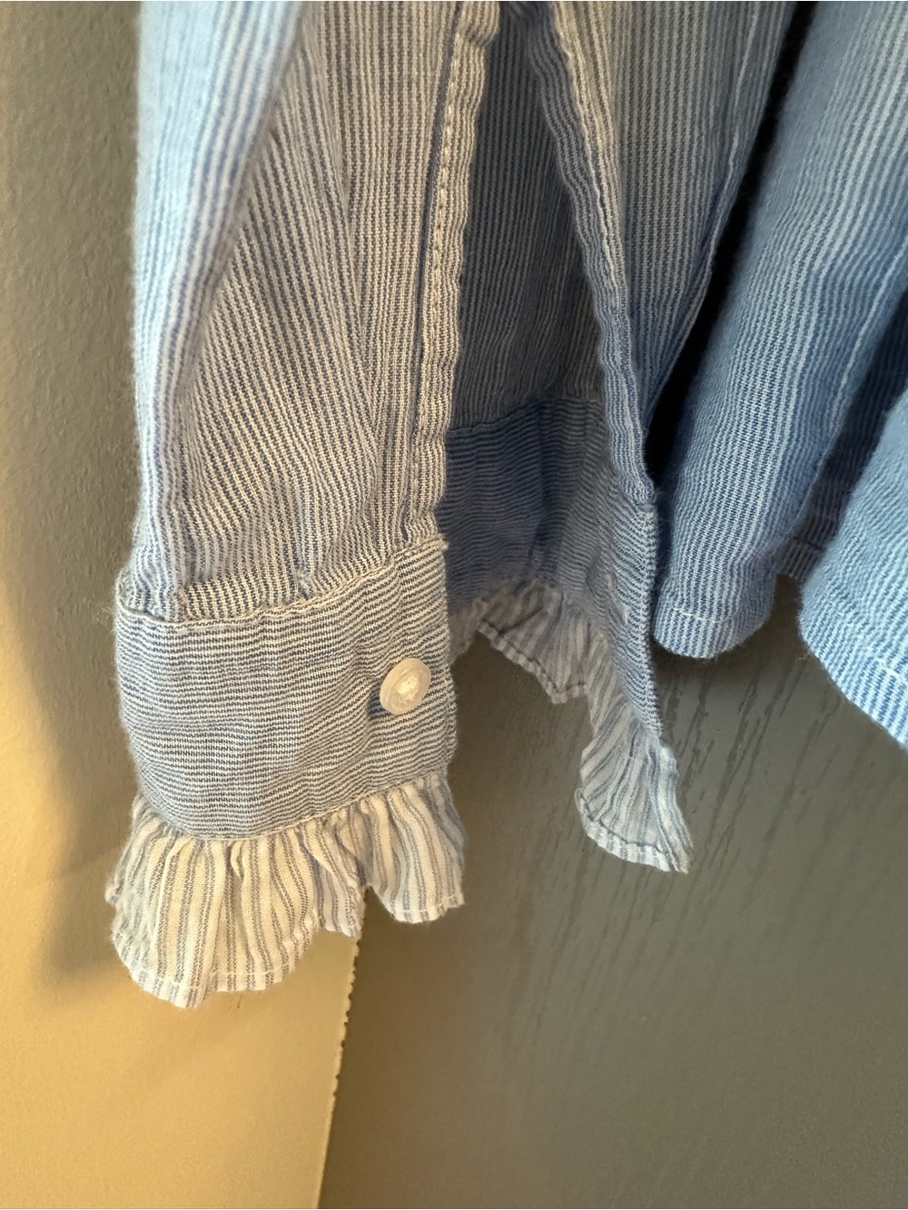 ba&sh M Light Blue Ruffle-Trim Button Down Shirt - Picture 4 of 7
